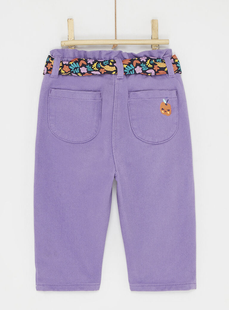 Jean uni couleur raisin pour bébé fille