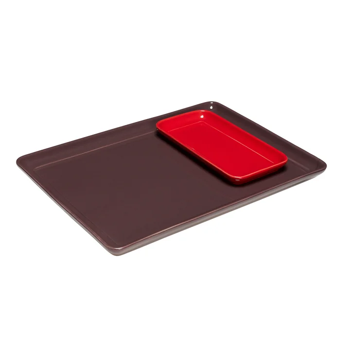 Hübsch Interior - Amare Tablett, burgund / rot (2er-Set)