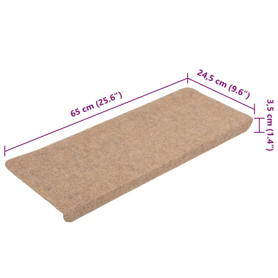 vidaXL - Trapmat - Beige - Stof - 65 x 24.5 x 3.5 cm - 15 stuks