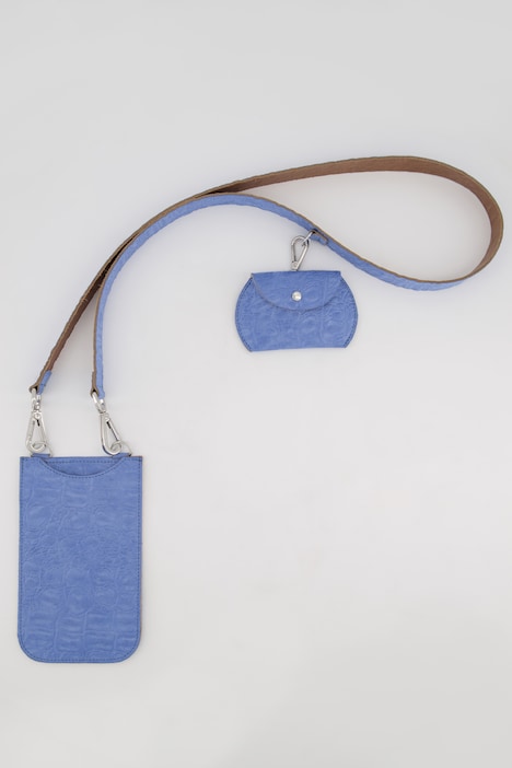 Ledertasche, Krokoprägung, abnehmbare Minitaschen