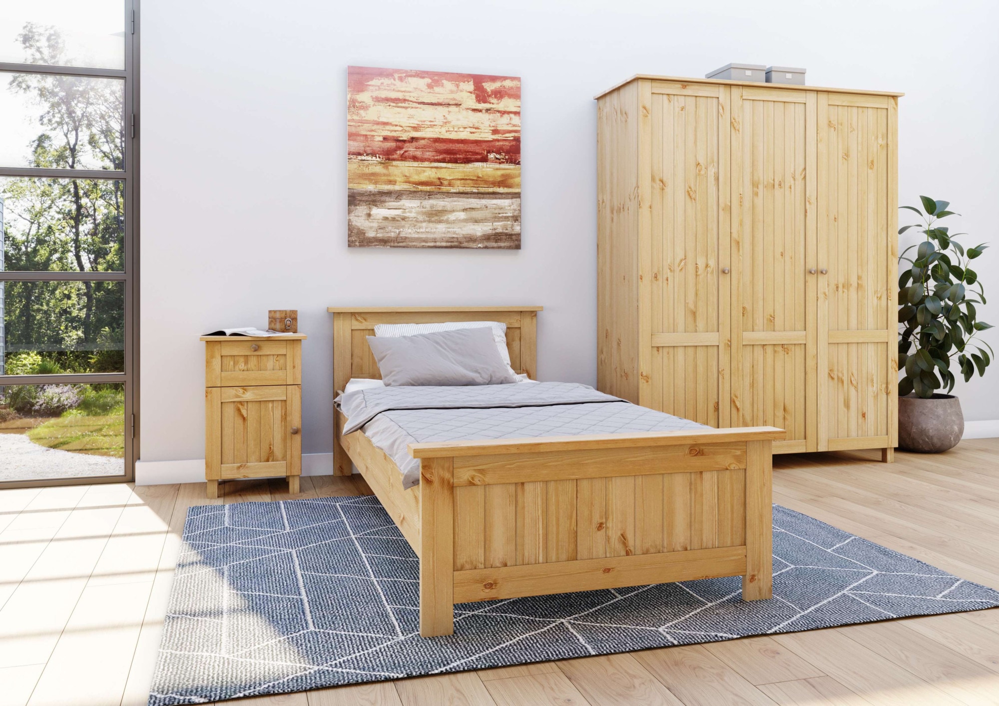 Home affaire Massivholzbett »Juventus, Bett, Massivholzbett, Holzbett, Bettrahmen« Breite/Belastbarkeit 140cm/180 KG,  Breite 90 cm, aus massiver Kiefer, FSC®-zertifiziert