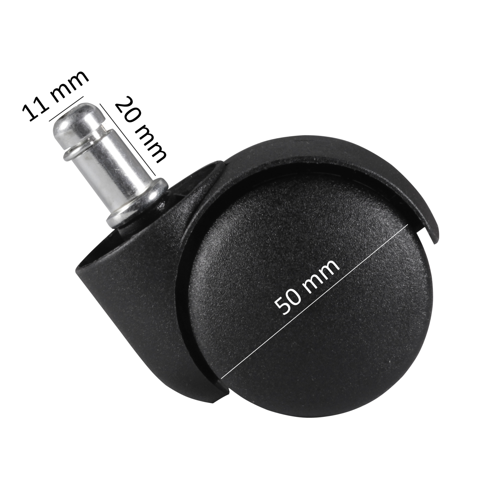 5er-Set Weichbodenrollen - schwarz - 50 mm