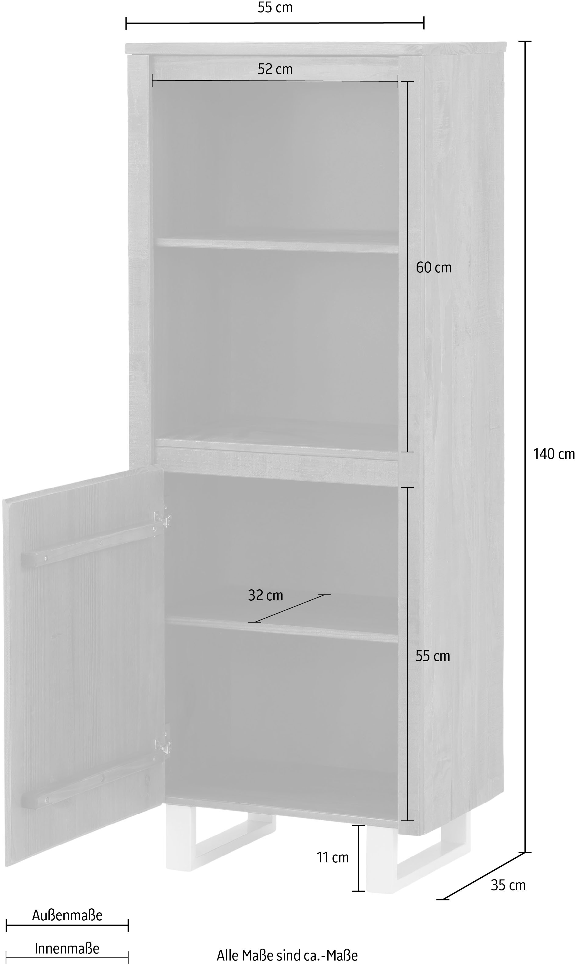 Home affaire Bücherregal »Lagos« aus schönem massivem Kiefernholz, grifflos, Breite 55 cm