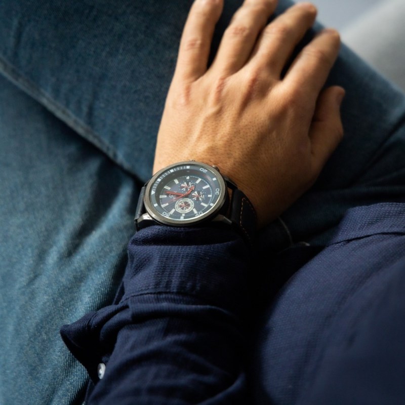Montre Homme CHTIME bracelet Cuir Bleu