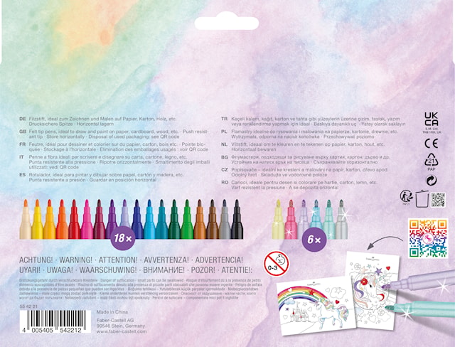 Tusjpenner Castle Unicorn 18+6 glitterpenner Faber Castell