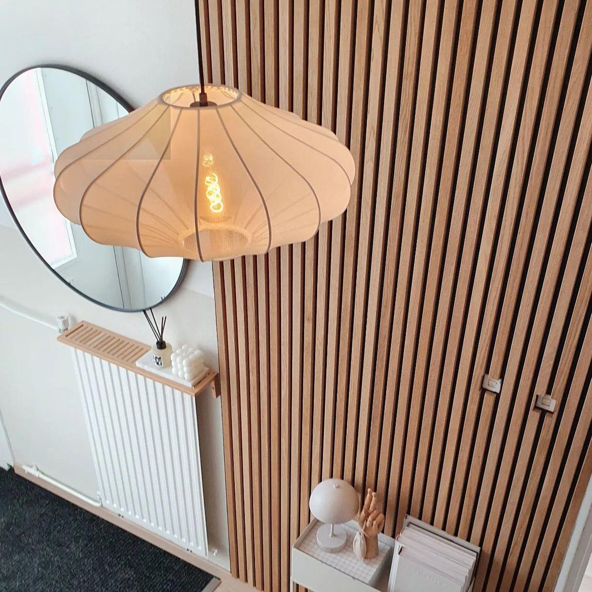 Design hanglamp wit zijden 50 cm - Plu
