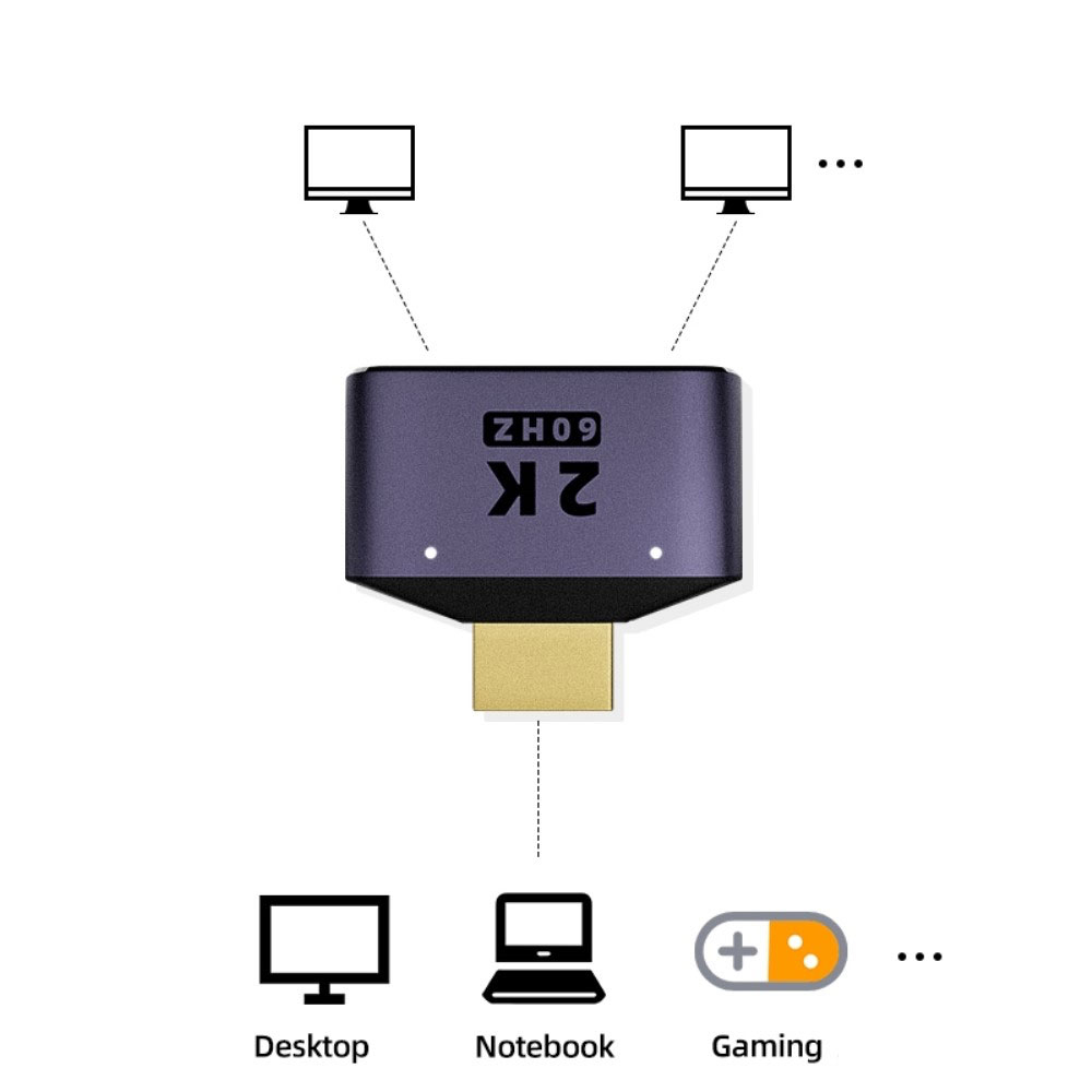HDMI auf Dual HDMI Adapter Splitter Switch Audio Video Konverter 1x Input / 2 x Output (2K@60Hz) - Grau