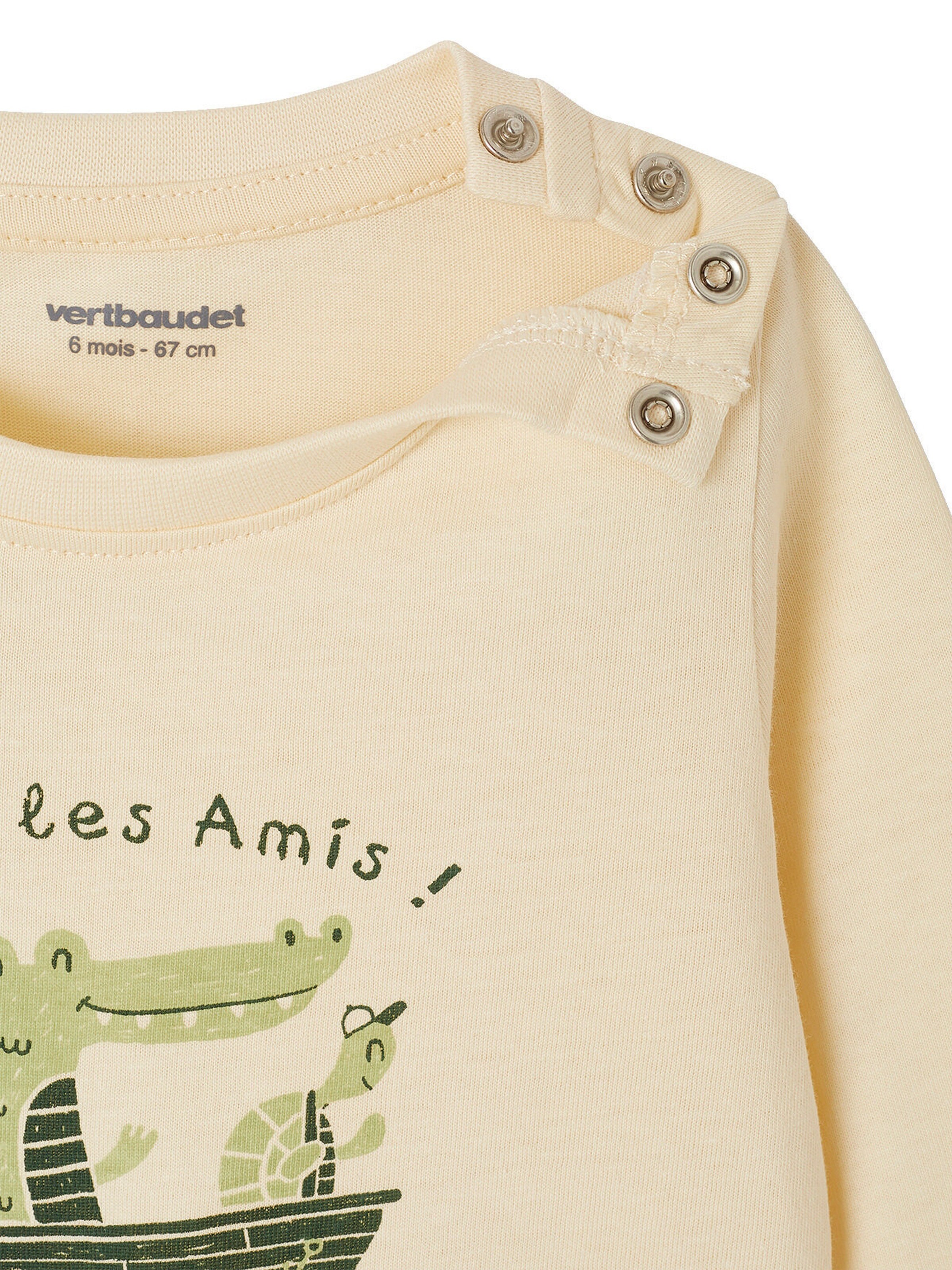 Vertbaudet 2er-Pack Baby Shirts BASIC, Print & Streifen khaki