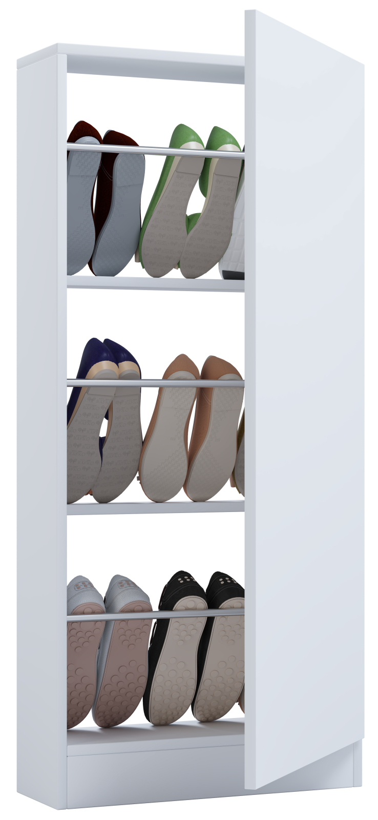 Schuhschrank FULISA mit Holztür - weiß - 112 cm hoch