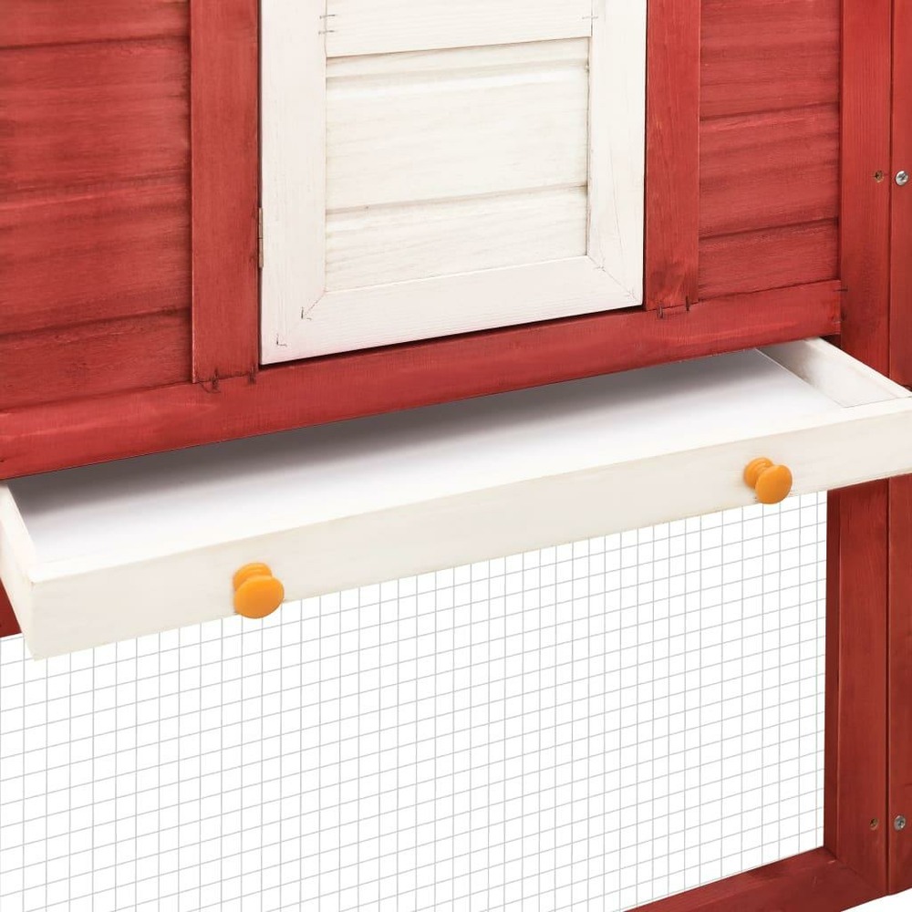 Clapier d'extérieur 250 x 192 x 105 cm avec piste rouge et blanc bois de sapin