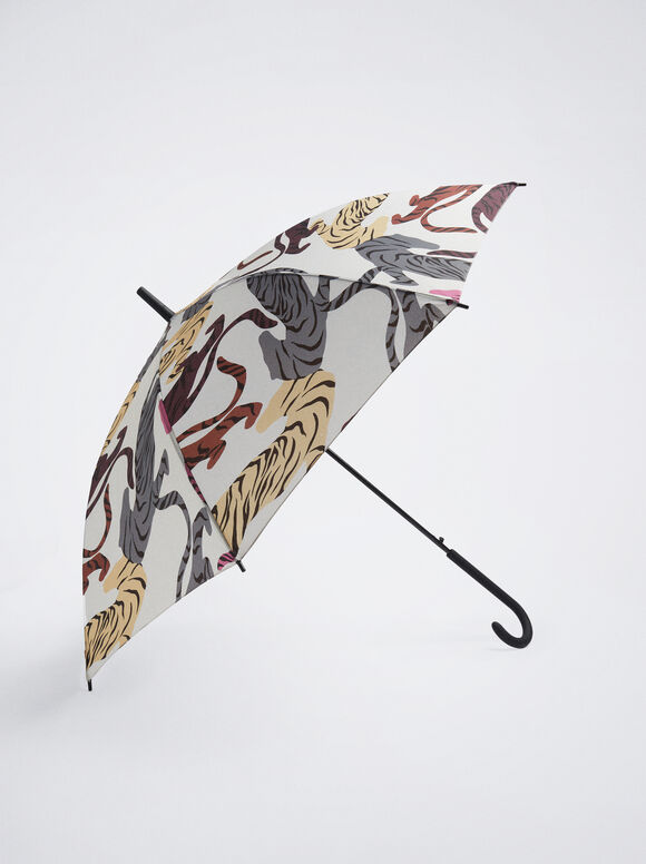 Guarda-chuva grande estampado - Marrom