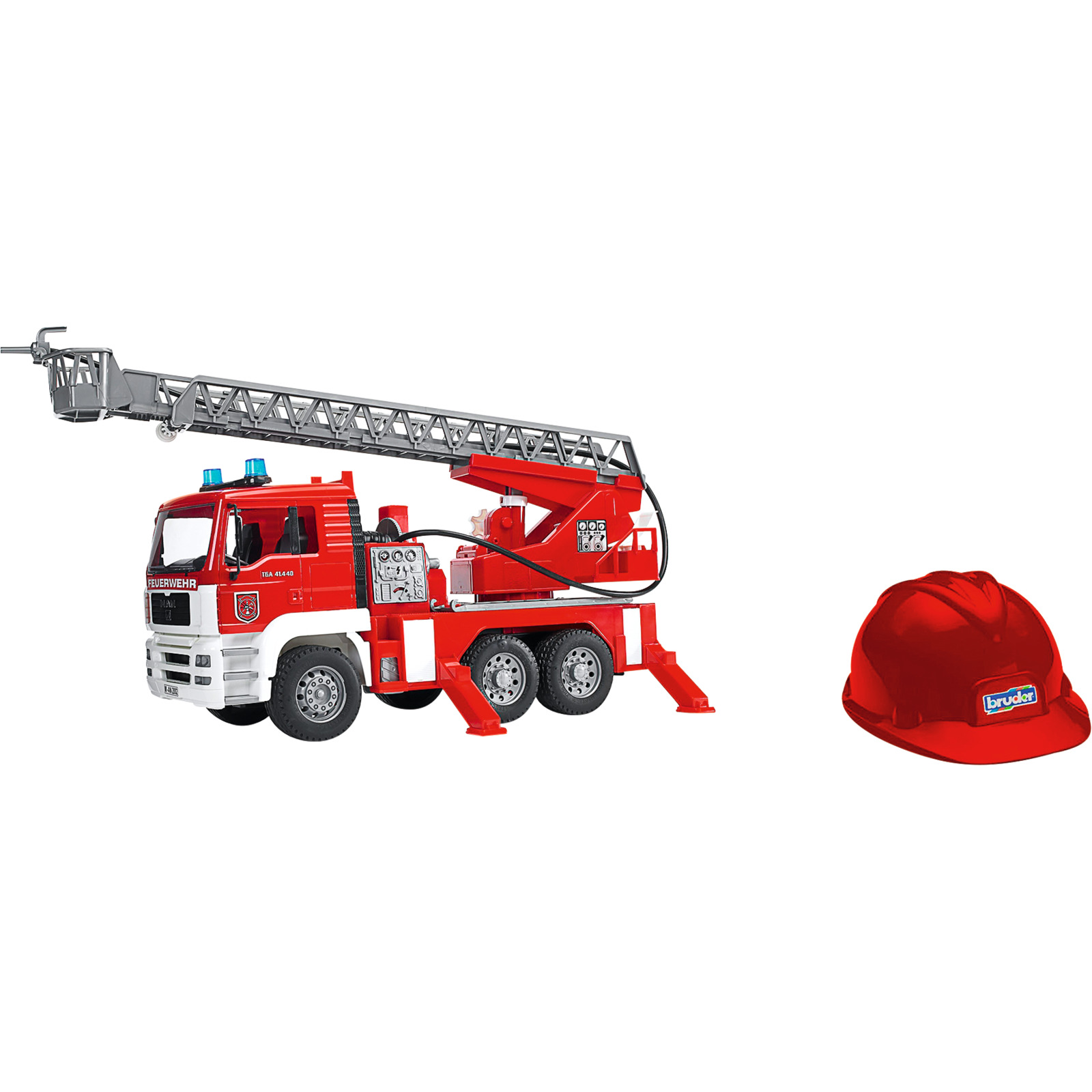 MAN Feuerwehr mit Drehleiter&Spielhelm