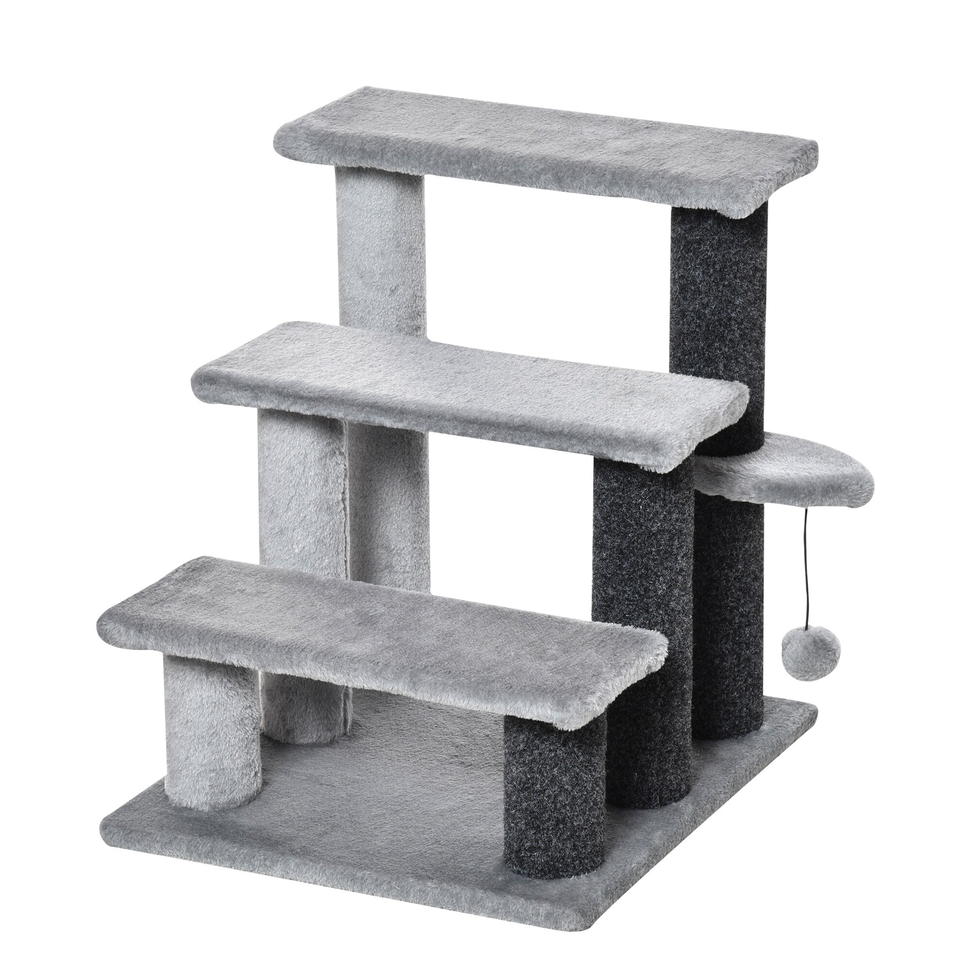 PawHut Haustiertreppe mit Kratzsäulen grau 45 x 40 x 48 cm (LxBxH)