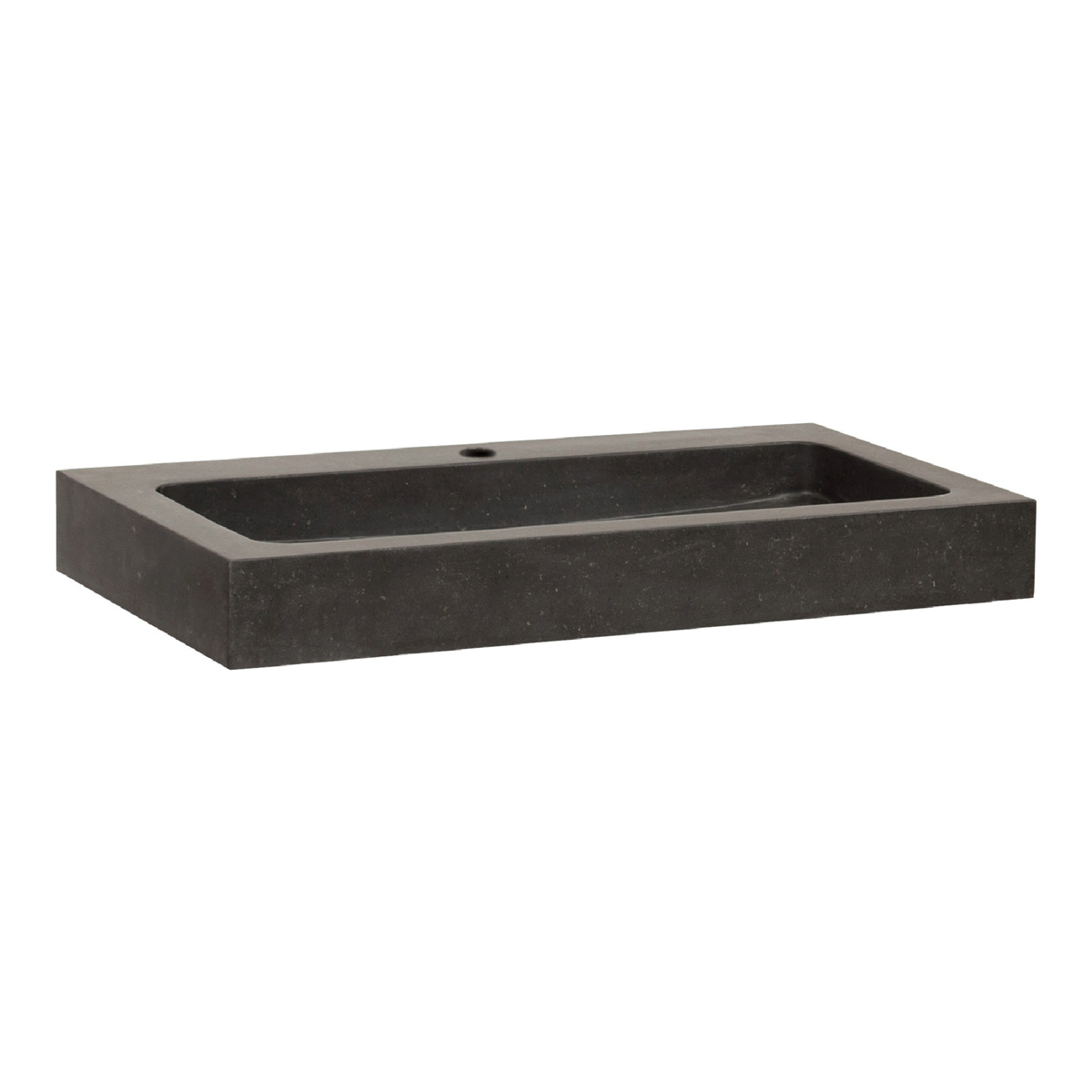 Brauer Lava wastafel natuursteen 80cm met kraangat antraciet