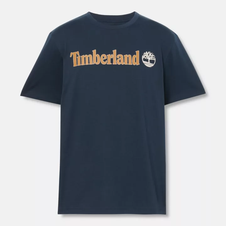 T-shirt à logo linéaire pour homme en bleu marine