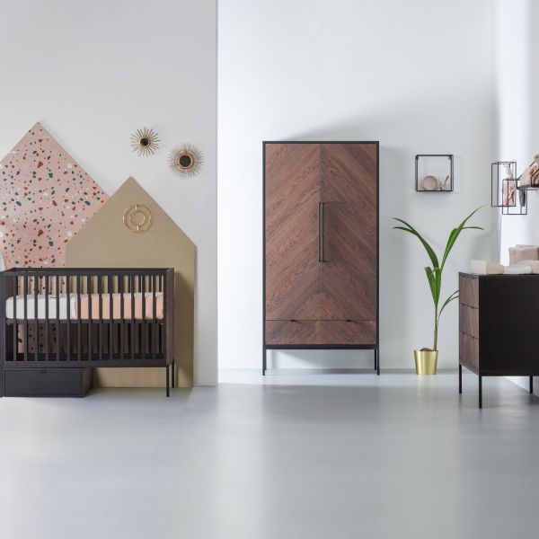 Kidsmill Vince Babybed Black / Oak 70 x 140 cm