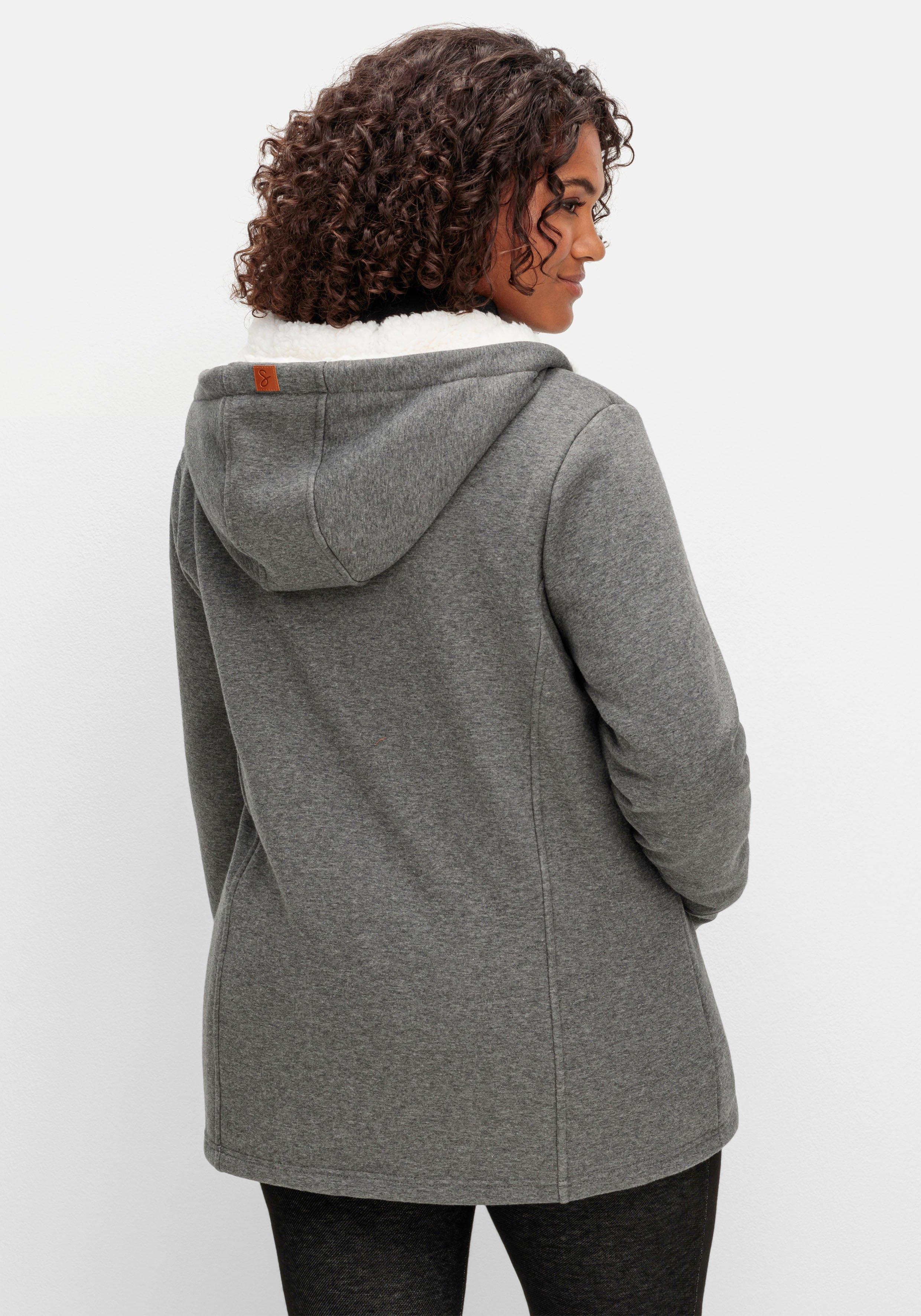 Sweatjacke mit Teddyfutter-Kapuze