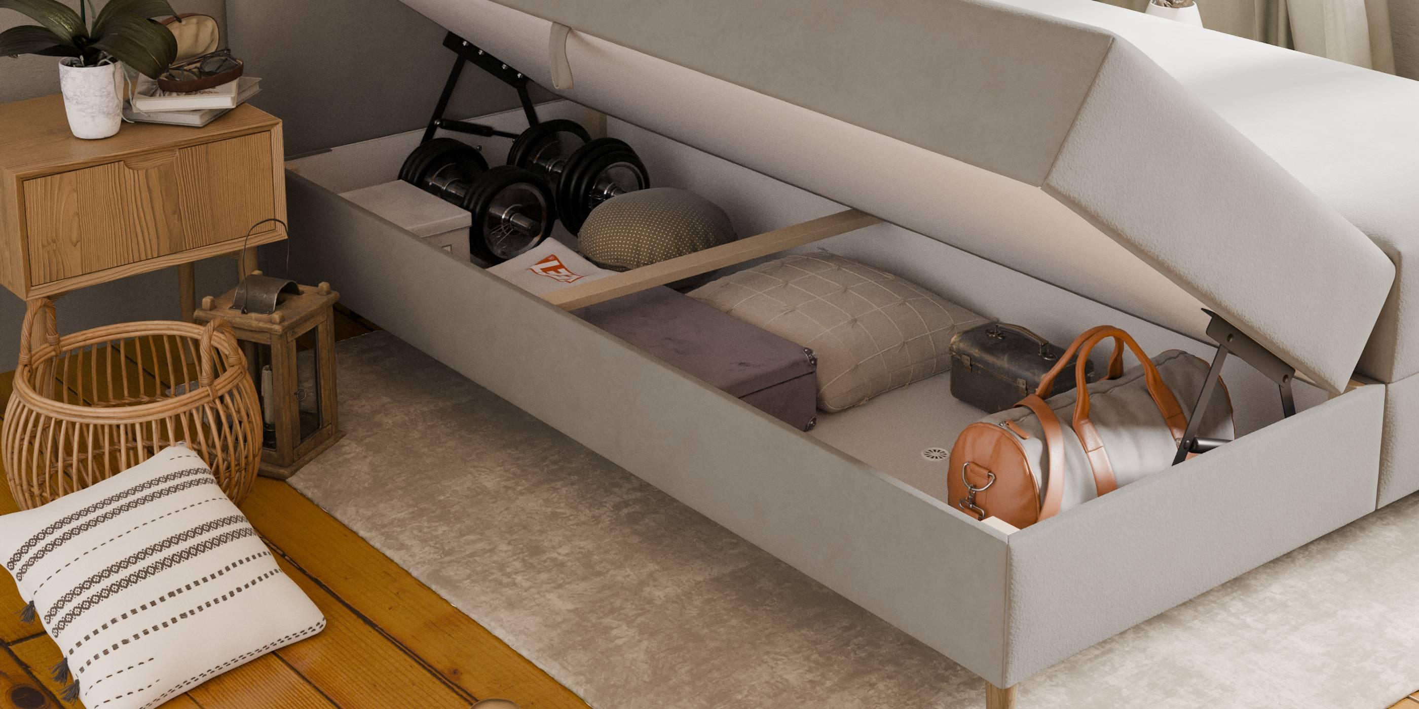 by fonQ Novae Boxspring met Opbergruimte 180 x 200 cm - Beige / Naturel