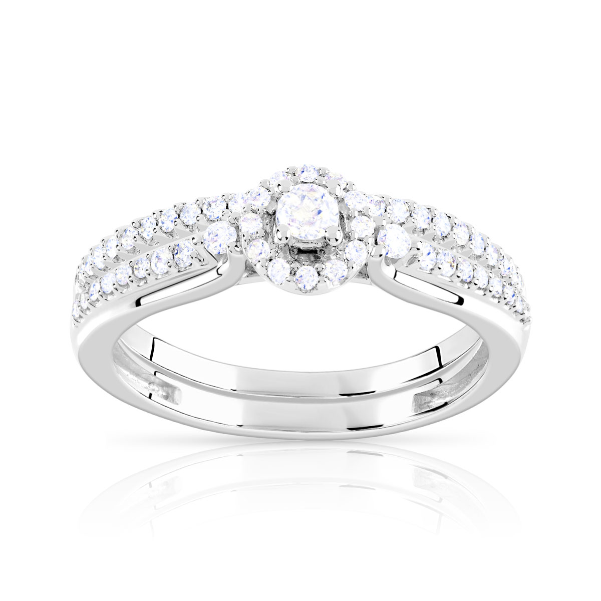 Bague et alliance 1/2 tours 2 ors 750 diamant