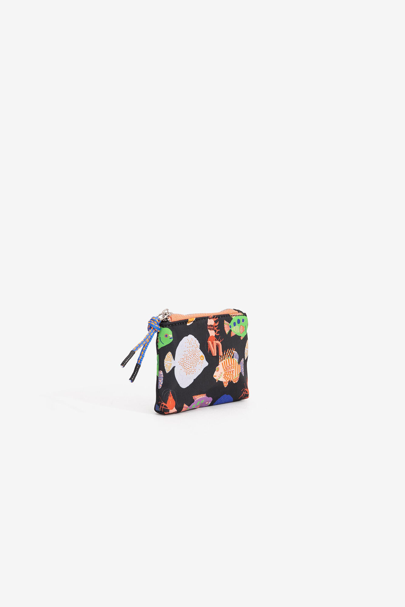 Bolsa estampada com cordão contrastante - preta
