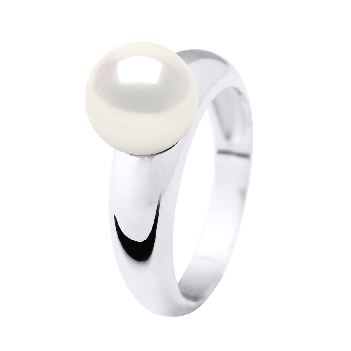Bague Stella Jonc Perles d'Eau Douce 9-10 mm - Or Blanc