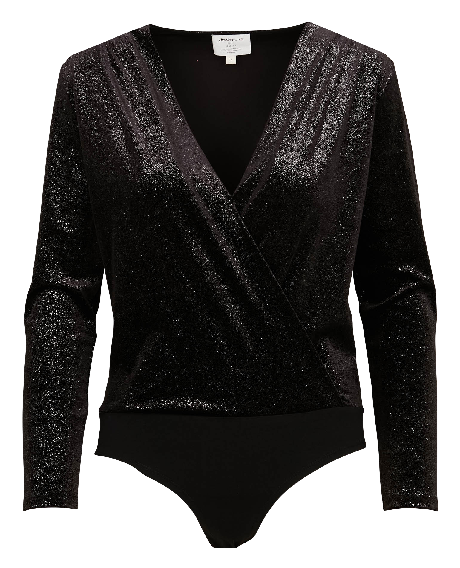 TESSA - Body manches longues effet velours métallisé | Noir