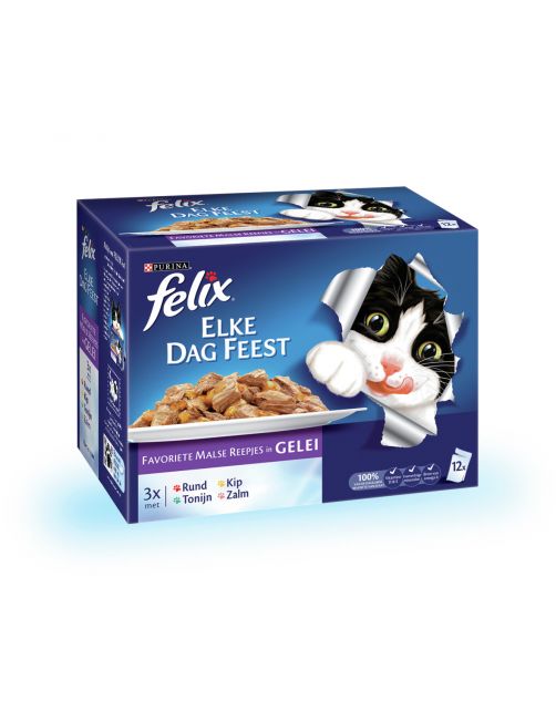 Felix Multipack Maaltijdzakjes Elke Dag Feest 100 g - Kattenvoer