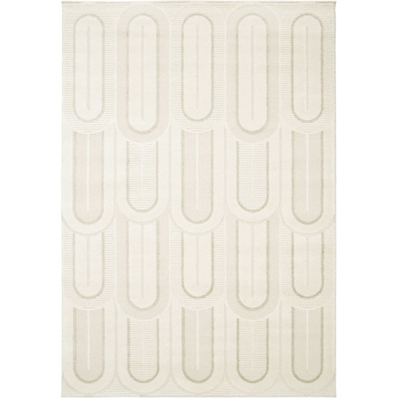 Tapis de salon courbe géométrique - agosti - écru et beige naturel - 160 x 230 cm