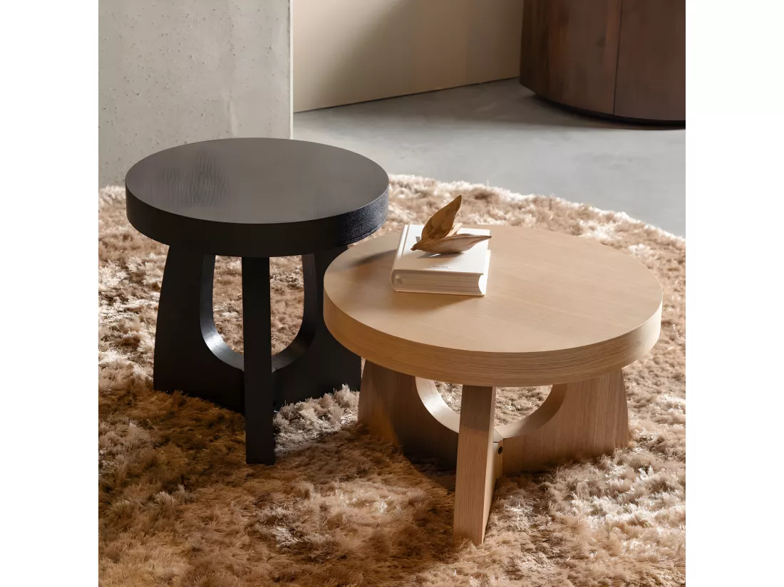 Tala - Table d'appoint ronde en bois ø45cm - Noir
