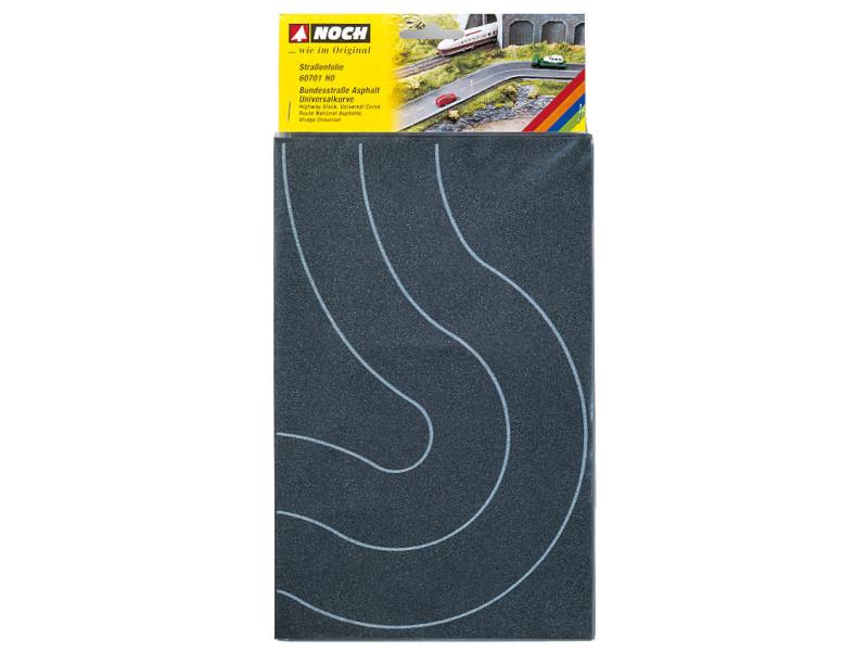 NOCH Strassenfolie Asphalt, Universalkurve Strassenfolie, Nenngrösse H0
