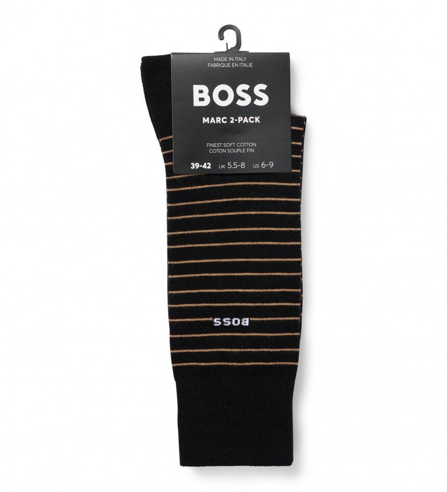Pacote com 2 pares de meias Marc da BOSS, pretas.