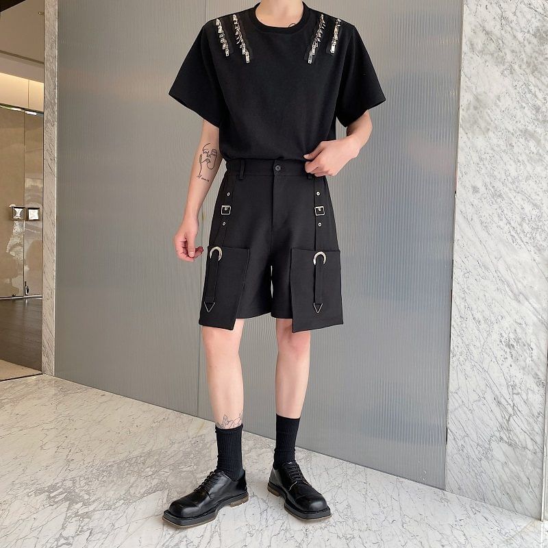 Freehop - Mid Rise Plain Cargo Shorts