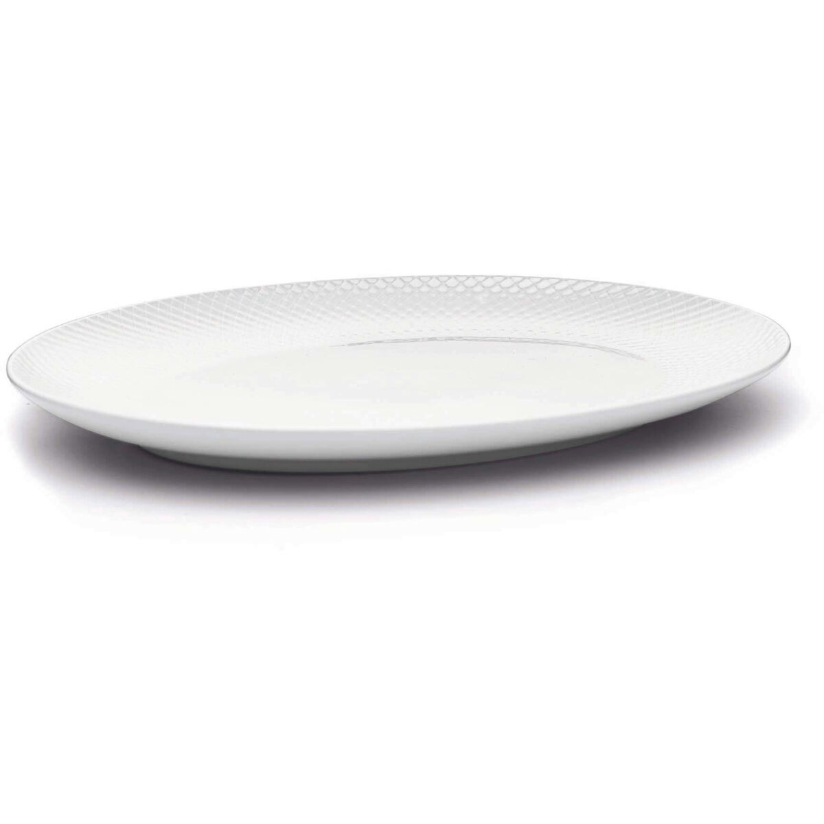 Rhombe Oval Serveringsfat 35x26,5 Hvit