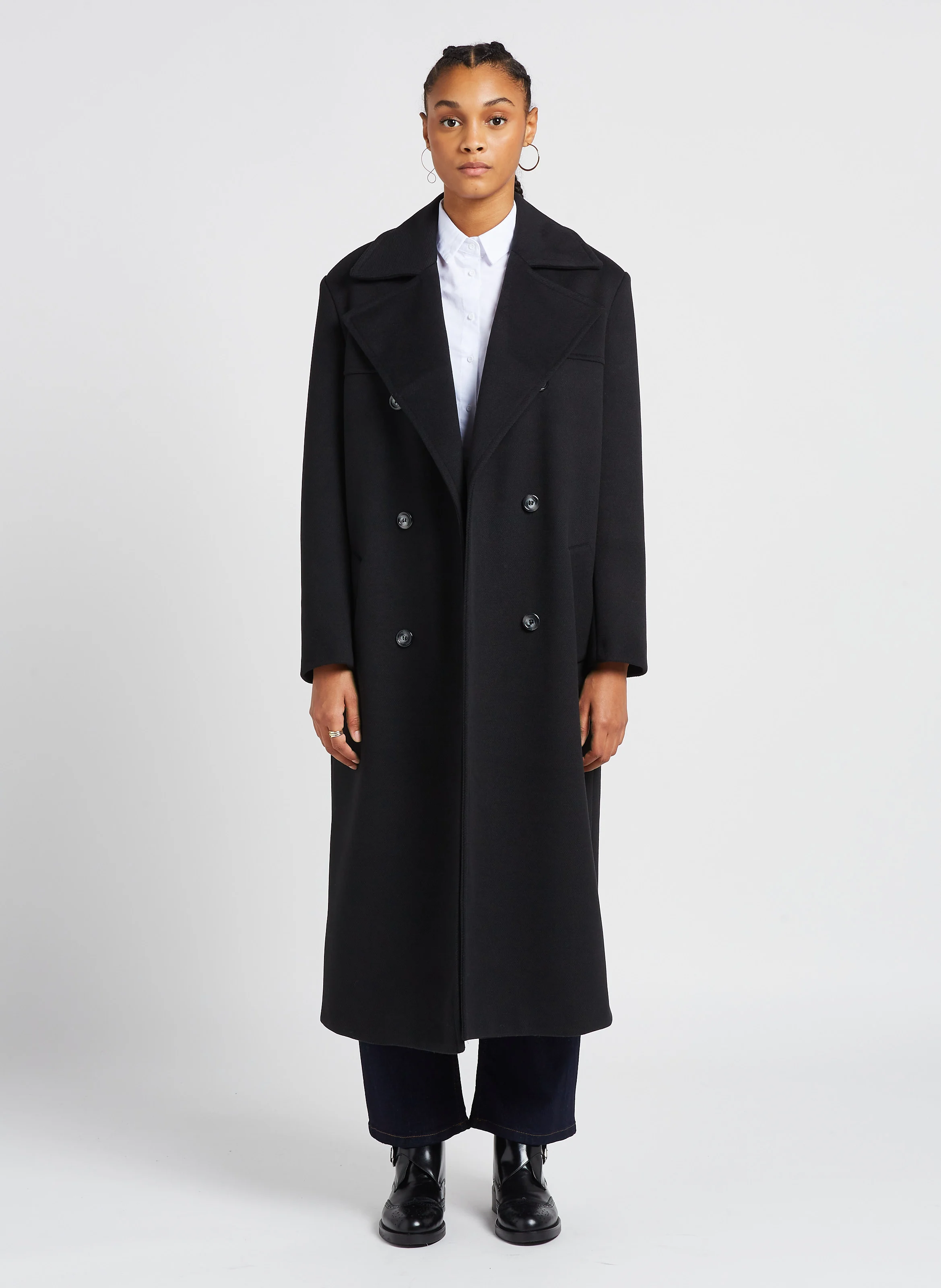 Manteau col tailleur| Noir