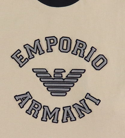 Emporio Armani T-Shirt - Oxford Tan m. Schwarz/Grau
