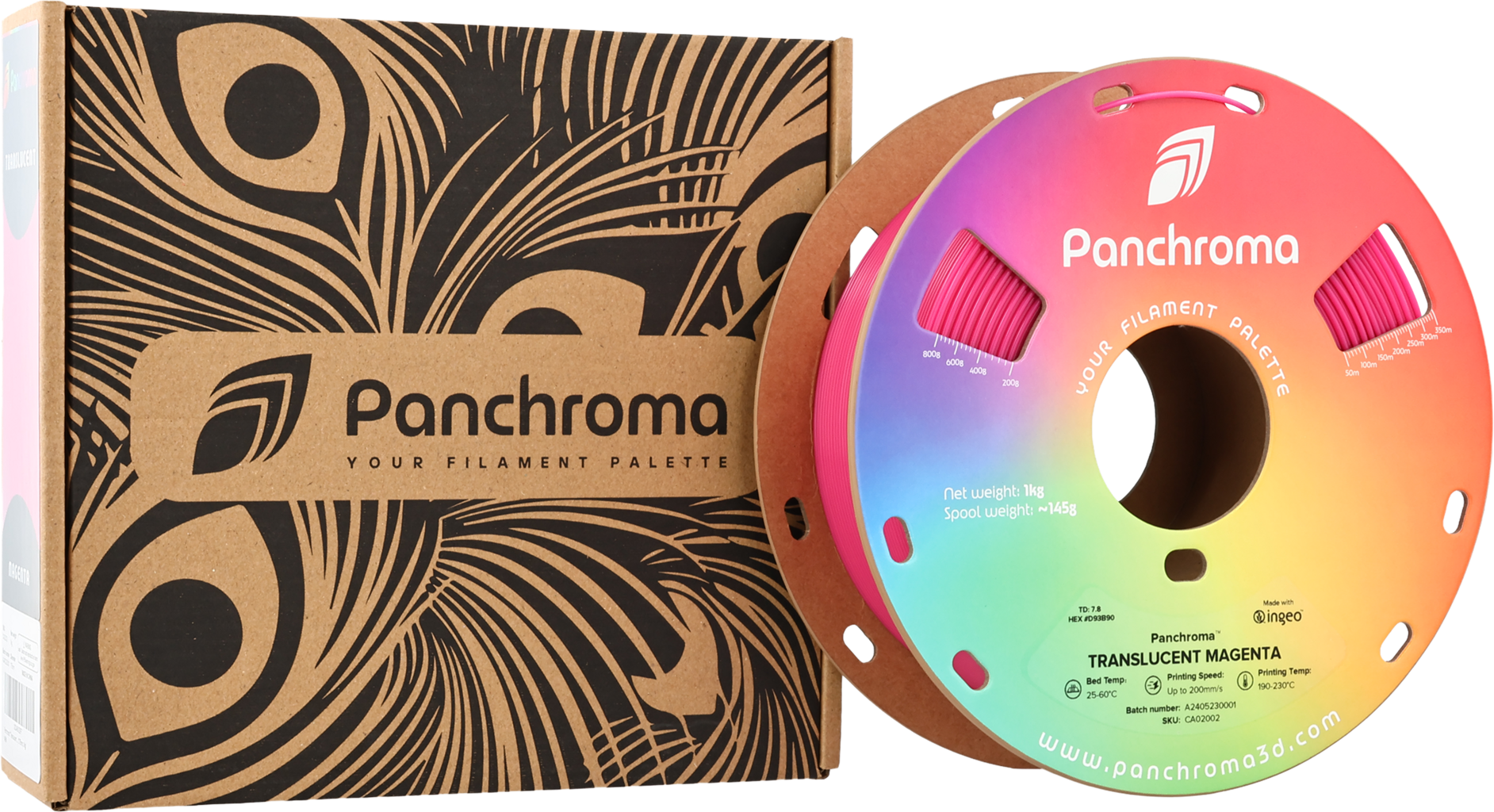 Polymaker  Panchroma™ PLA Translucent Magenta, 1,75 mm / 1000 g    Faszinierende Lichteffekte in Magenta