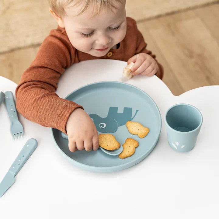 Done by Deer - Foodie Kinderbesteck-Set, Confetti, sand (3er-Set)