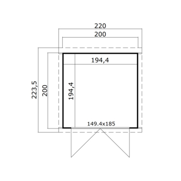 Tuinhuis Marta 1 200x200 cm grijs-wit