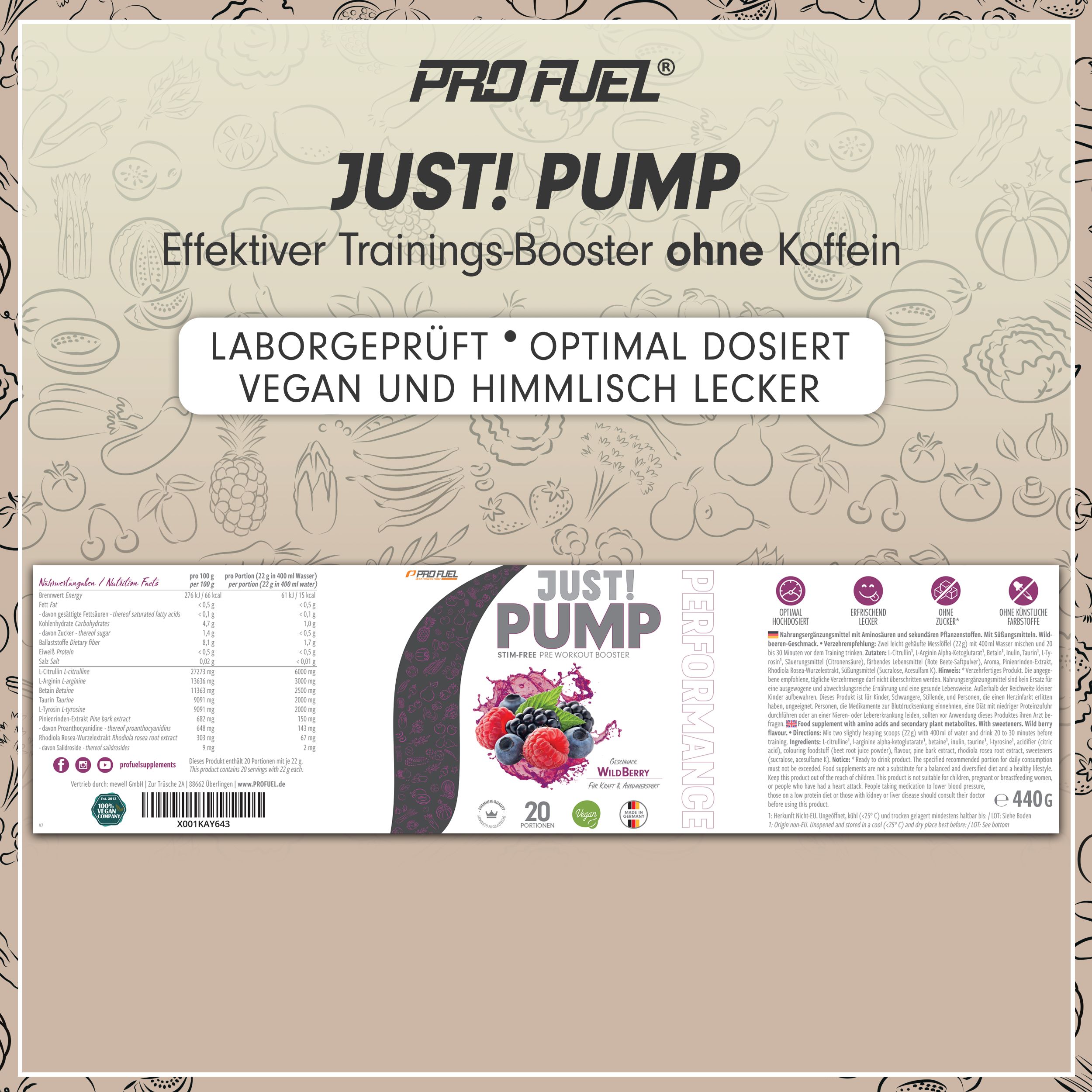 ProFuel - JUST! PUMP Pre-Workout-Booster ohne Koffein