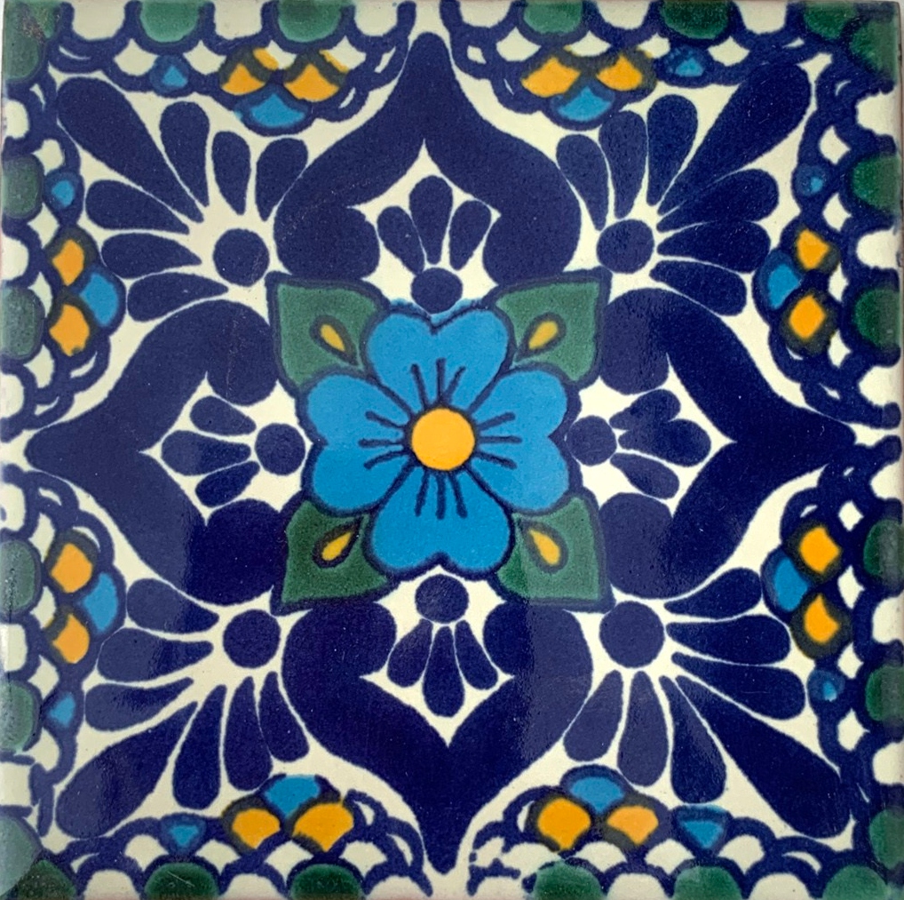 Kachel 'Miosota', blau, multicolor, T 10 cm, B 10 cm, H 0,5 cm von fischer's lagerhaus