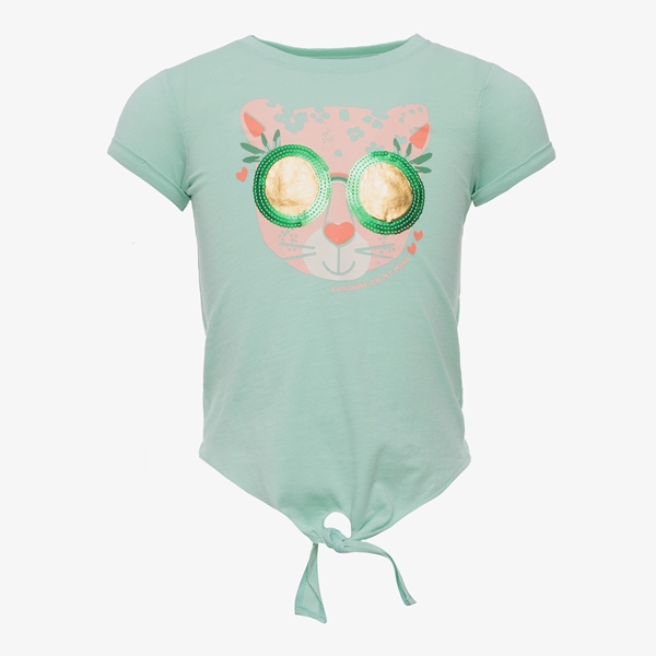 TwoDay meisjes T-shirt groen met panter