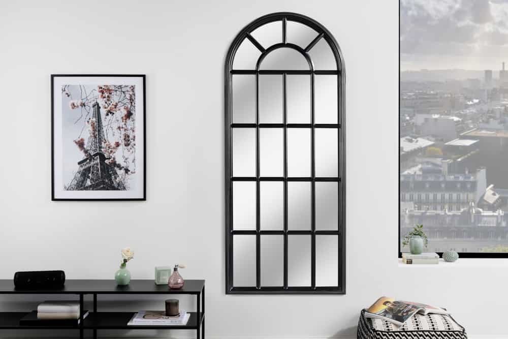Design Wandspiegel CASTILLO 140cm schwarz Landhausstil Fenster