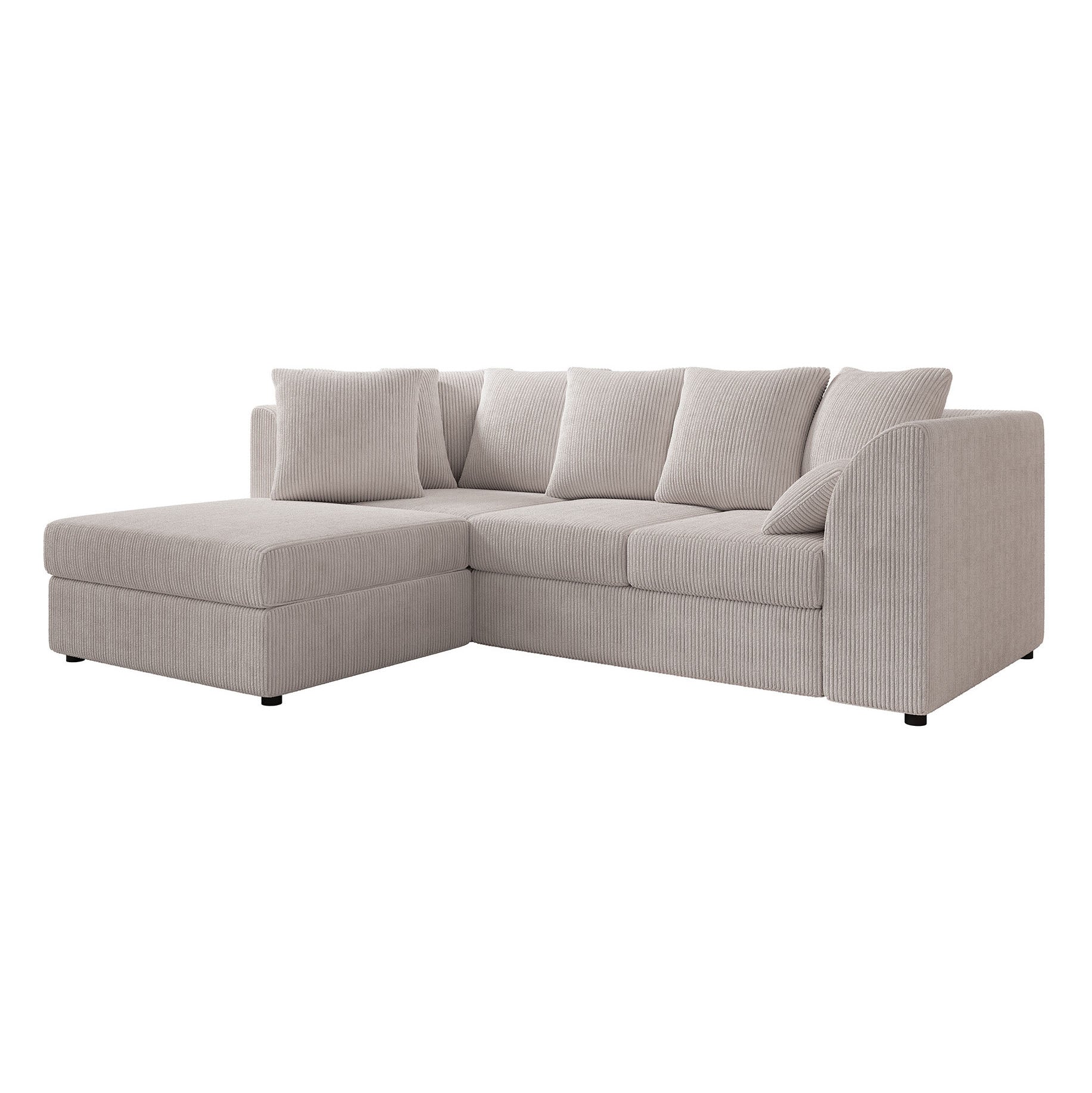 Alfort - Hoekbank 3-zits met chaise longue - Ribstof beige - Links