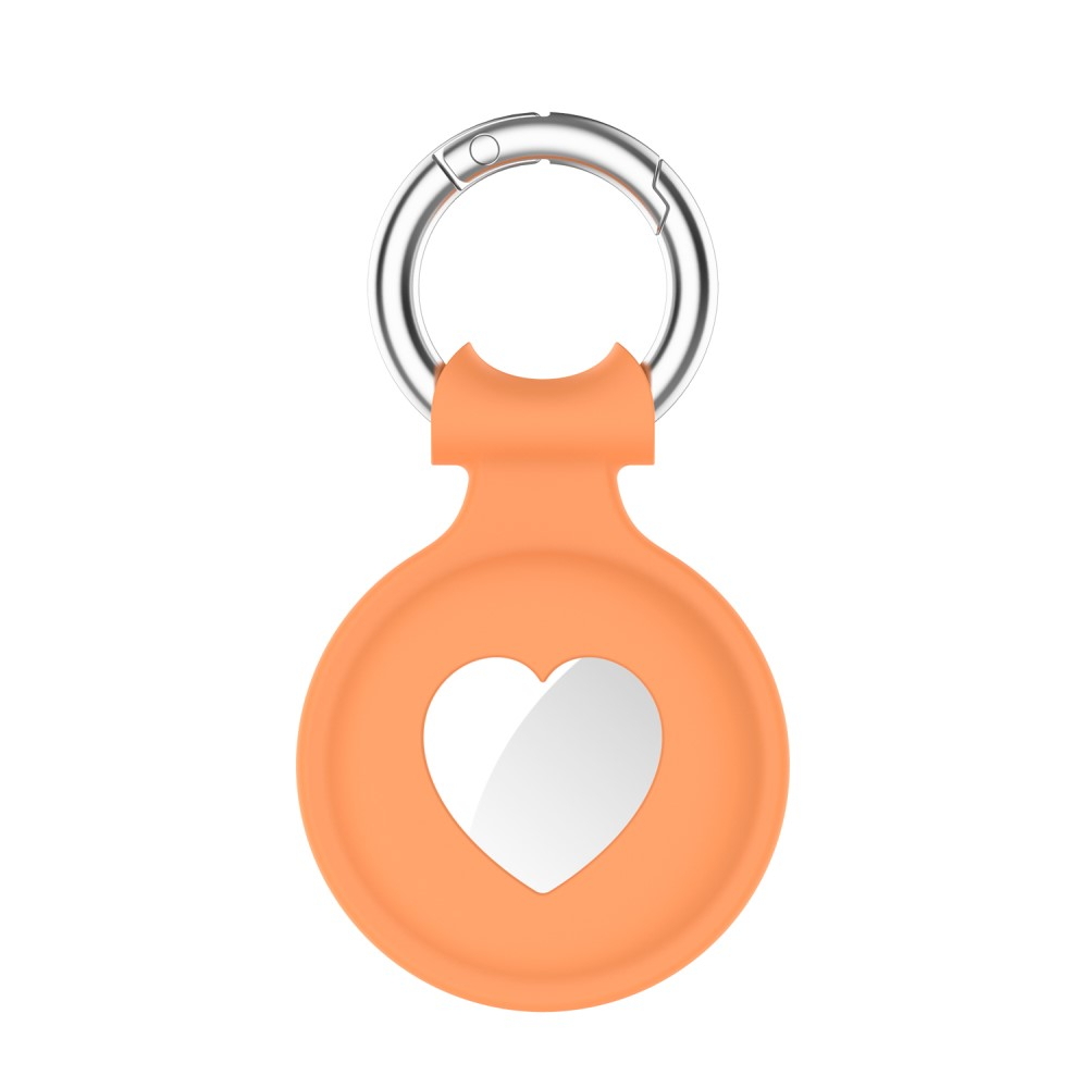 Apple AirTag Anhänger Silikon Case Hülle Herzausschnitt Schlüsselanhänger mit Schlüsselring - Orange