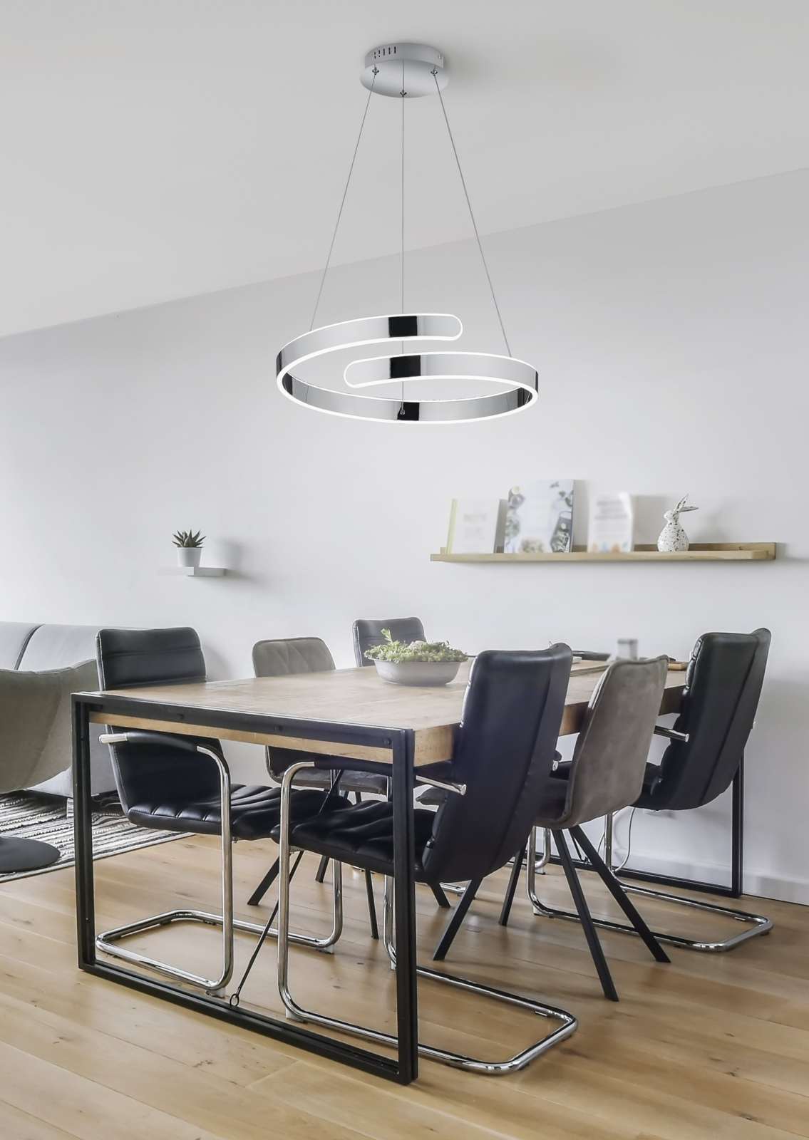 LED-Pendelleuchte - Chrom - höhenverstellbar - 50 cm