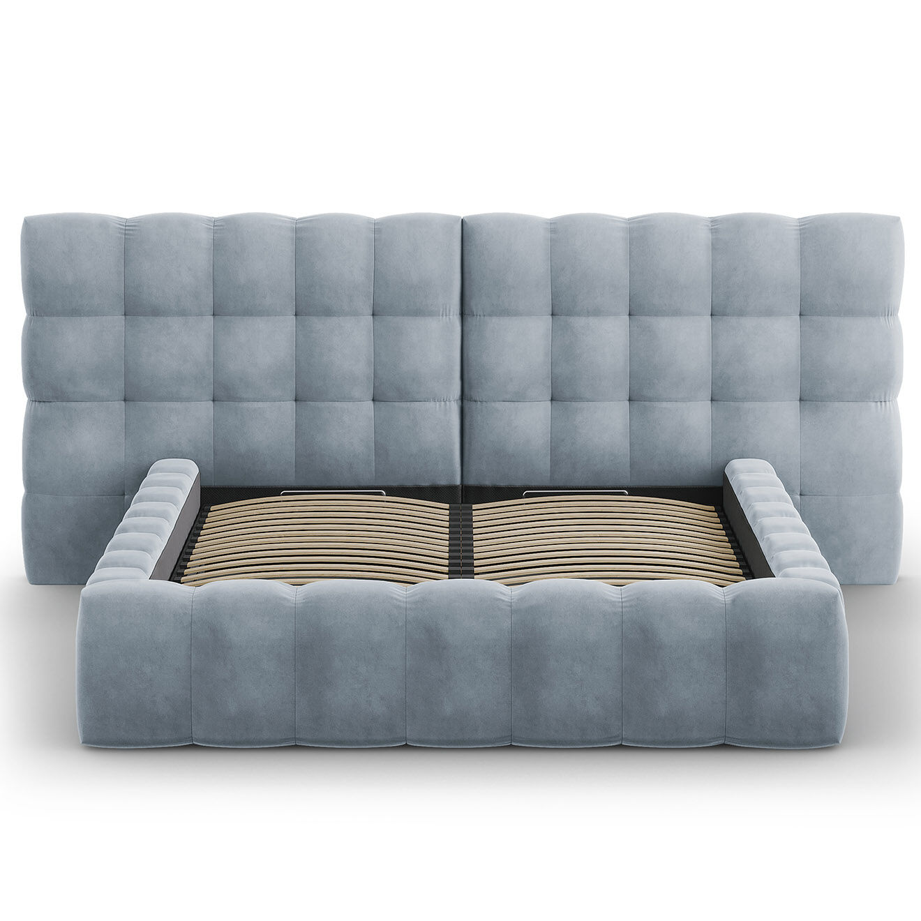 Cosmopolitan Design Lit avec coffre de rangement Bali Velours bleu clair - 160x200 cm