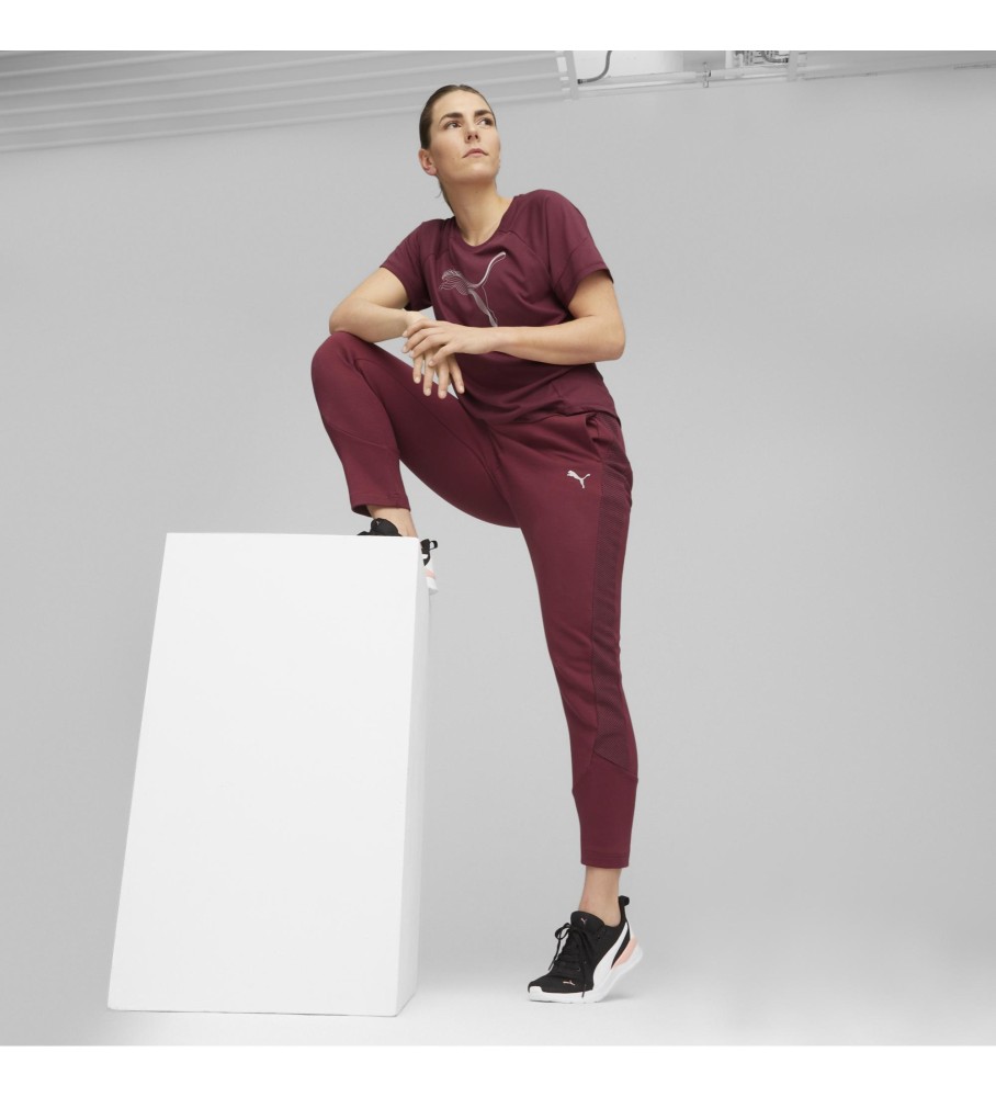 Calça Puma evoStripe de cintura alta, cor bordô