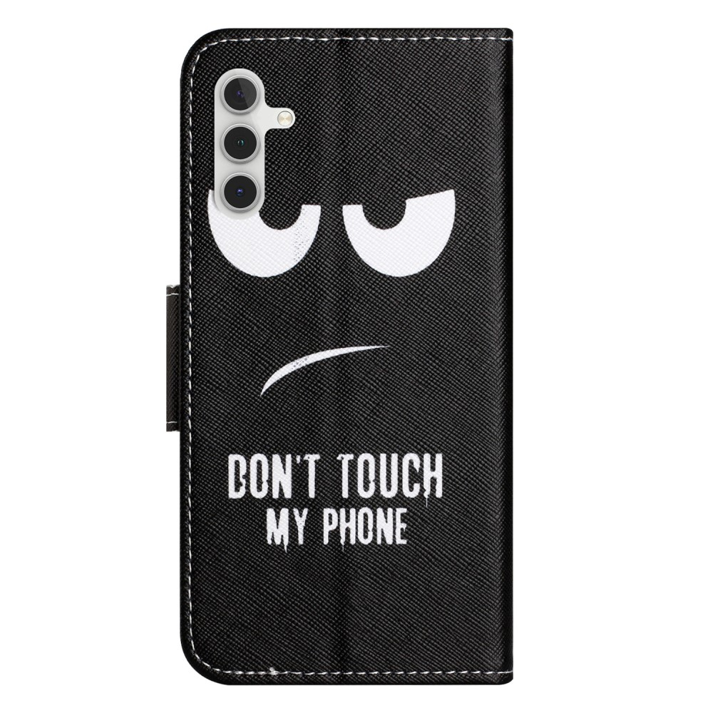Samsung Galaxy A54 5G Leder Tasche mit Kartenfach Don't Touch My Phone - Schwarz