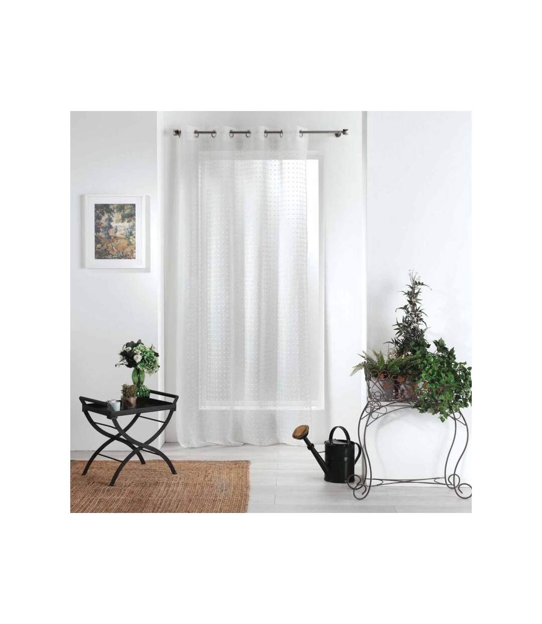 Rideau Voilage à Œillets Pomponella 140x240cm Blanc