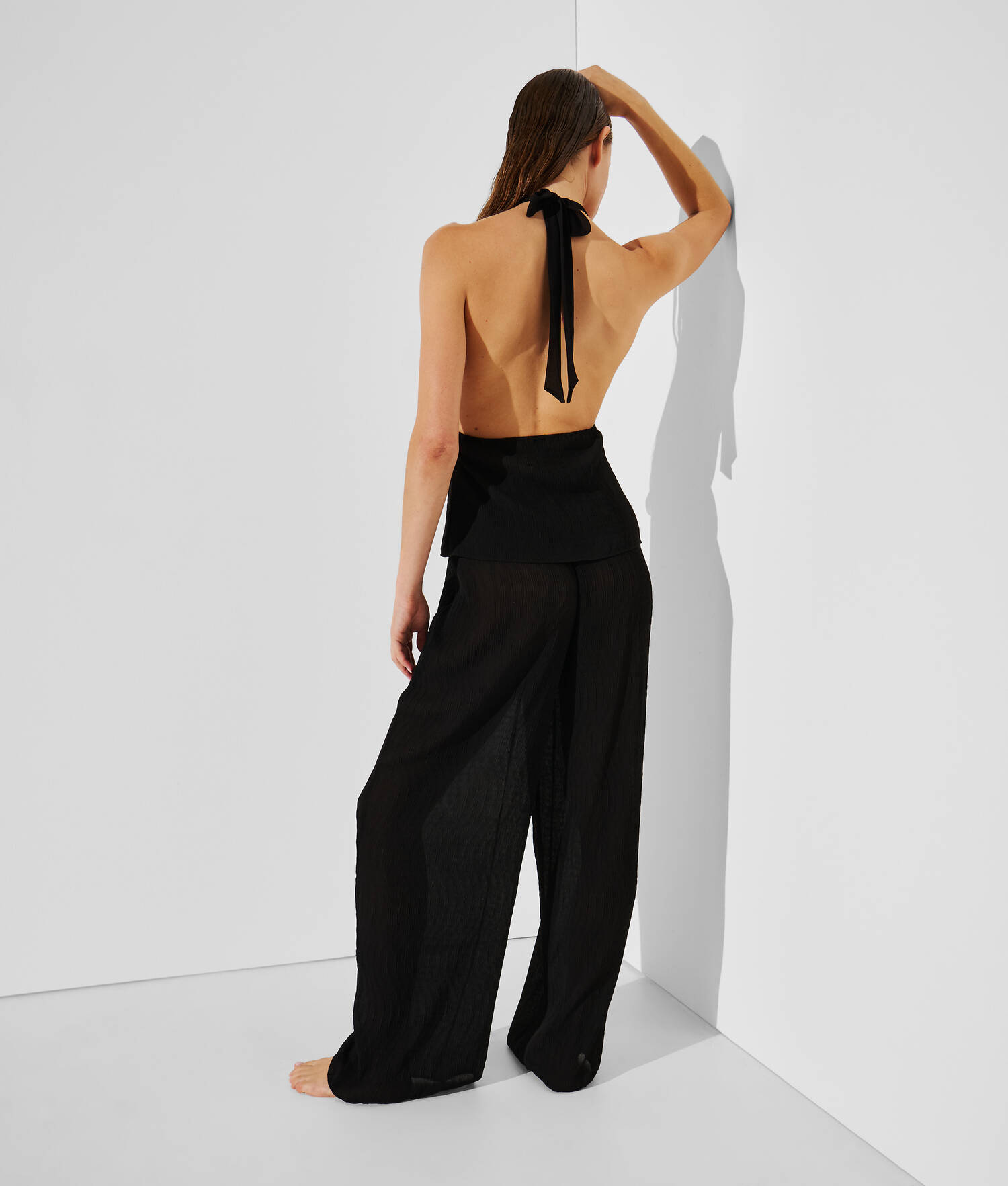 PANTALON DE PLAGE PLISSÉ - Noir